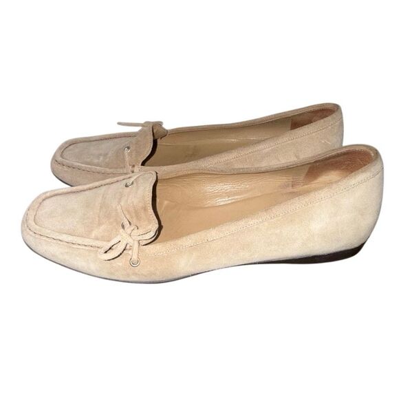 Prada GUC Frasurbane Suede Leather Moccosin Loafers Flats Classic Luxury Beige - Picture 2 of 11